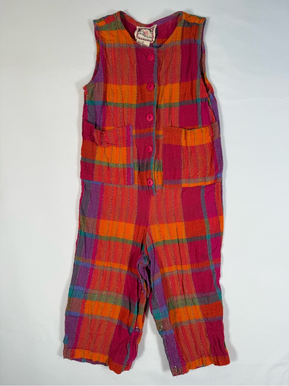 VINTAGE CORNELLOKI Plaid Romper 2 Boho 90s Festival Cottagecore India Gauze